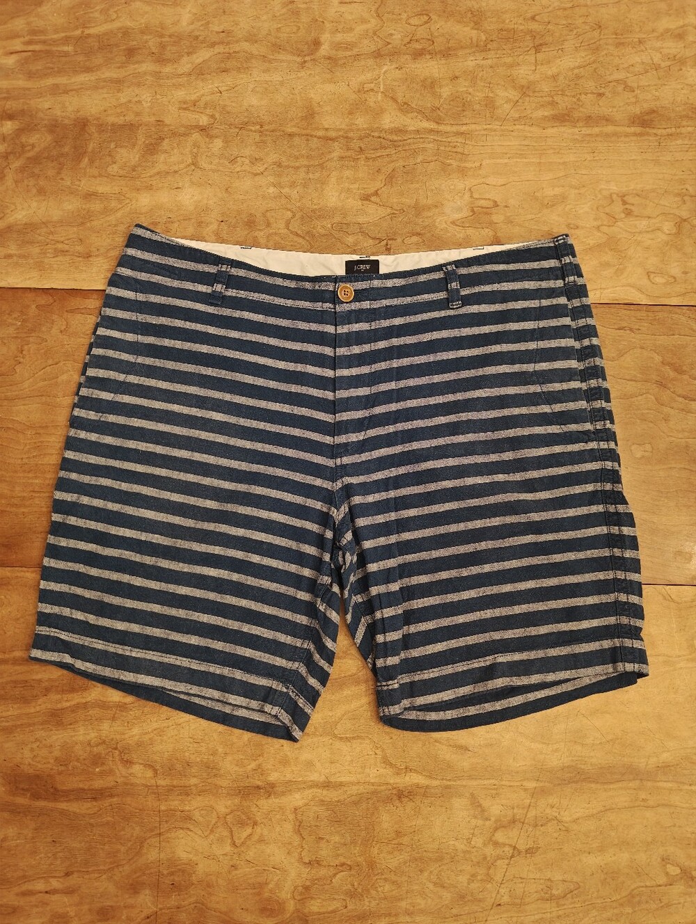 J.Crew Linen Blend Striped Blue and Gray Casual Shorts Size 38